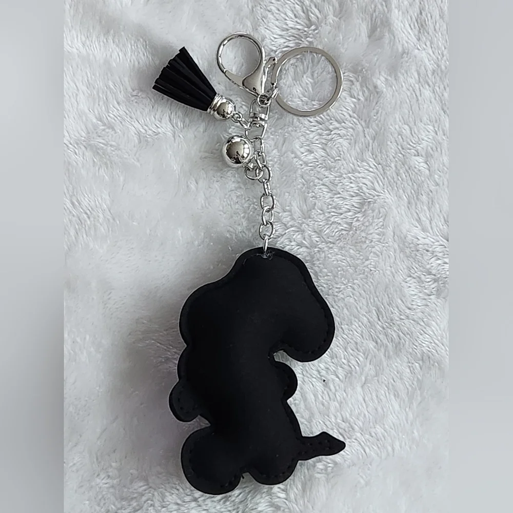 Snoopy Rhinestone Keychain with Colorful Heart Sparkling Bag Charm